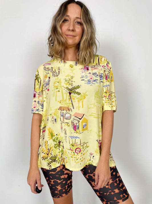 Vacay Print 90s Blouse