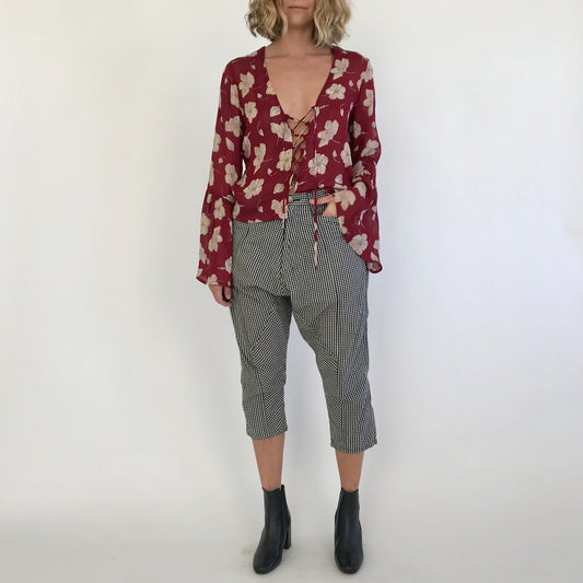 GINGHAM DROP-CROTCH PANT / 30