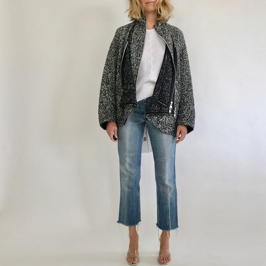 TWEED DOUBLE ZIP JACKET / EXTRA SMALL