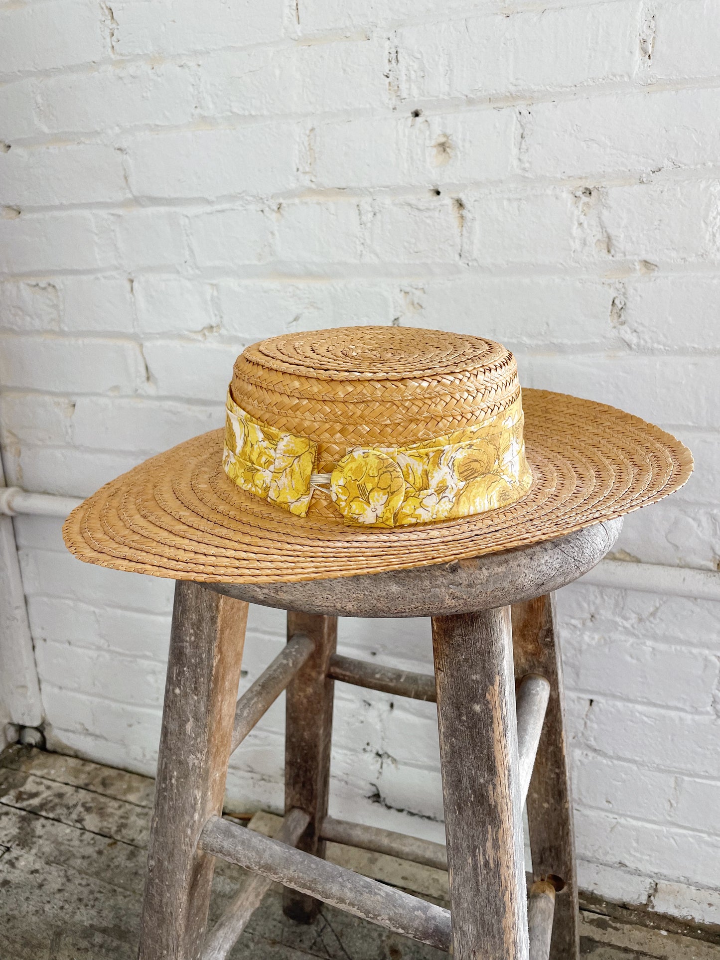 Sunday Straw Hat with Fabric Detail