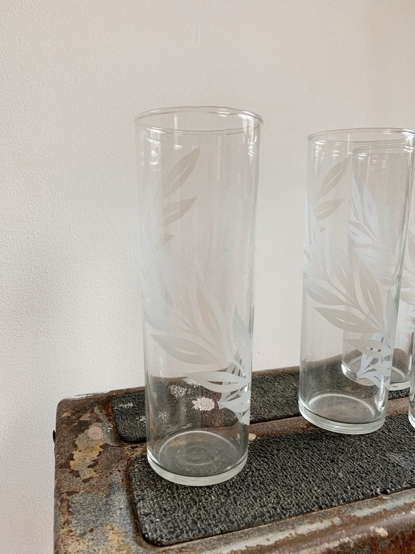 LEAF TALL ICE TEA GLASSES / SET OF 4