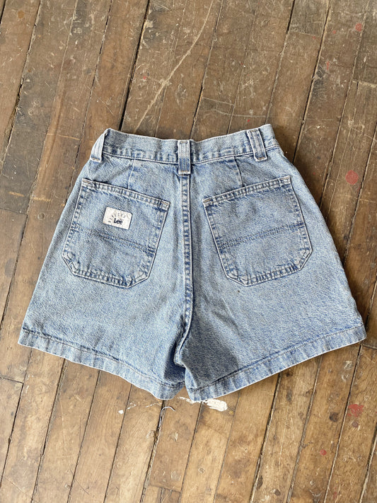 High Rise Cuffed Denim Shorts